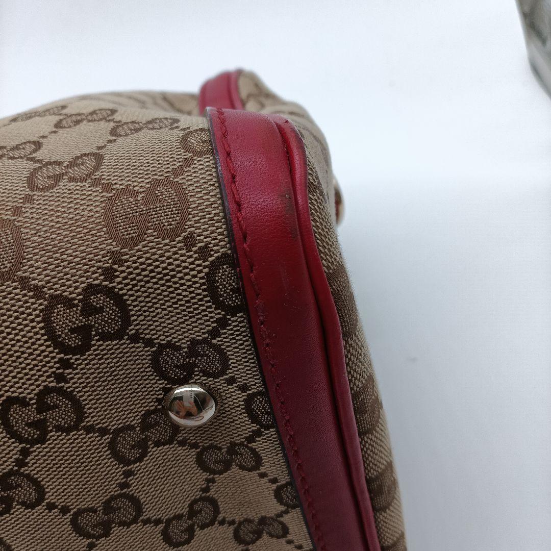 GUCCI ボストントートバッグ ベージュ/レッド