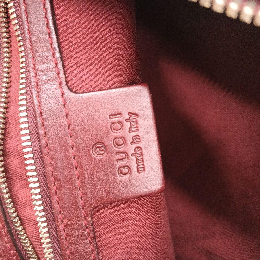 GUCCI ボルドー レザー ショルダーバッグ ゴールド金具