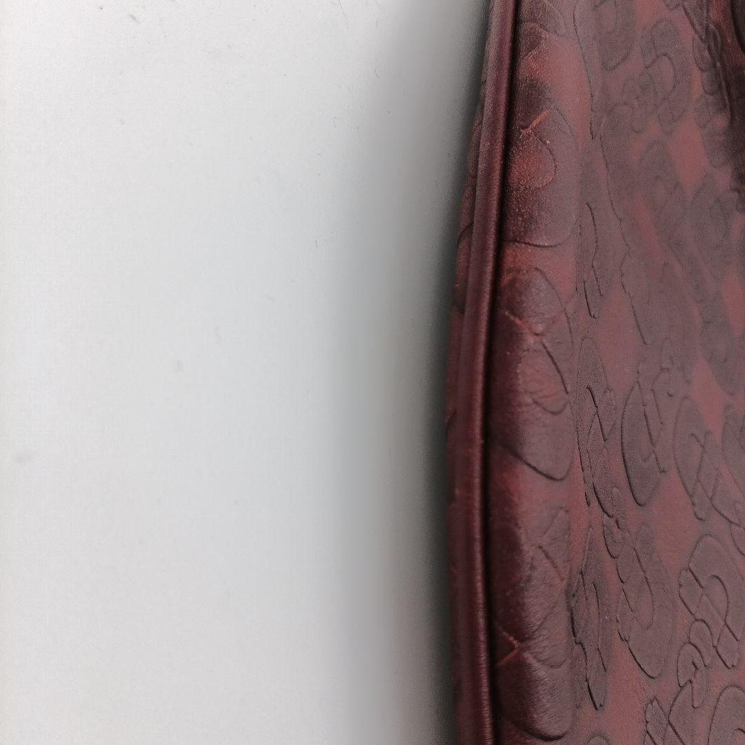 GUCCI ボルドー レザー ショルダーバッグ ゴールド金具