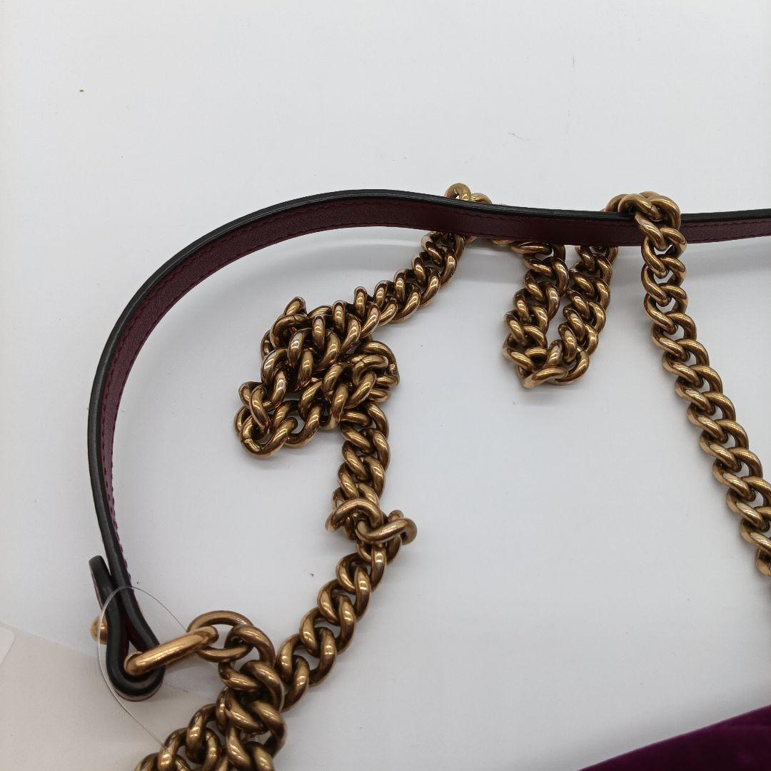 GUCCI GG キルティングベルベットショルダーバッグ