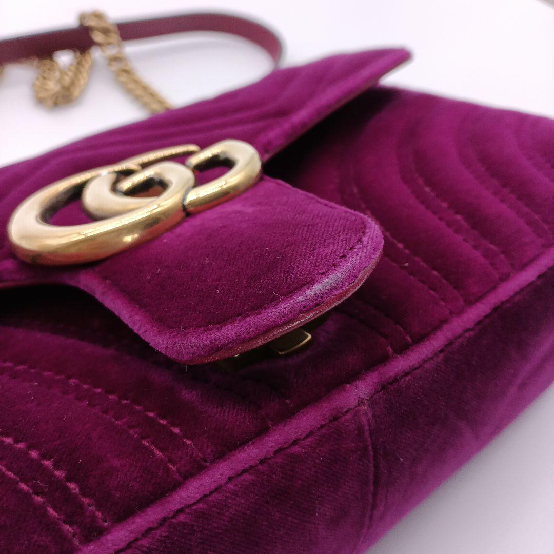 GUCCI GG キルティングベルベットショルダーバッグ