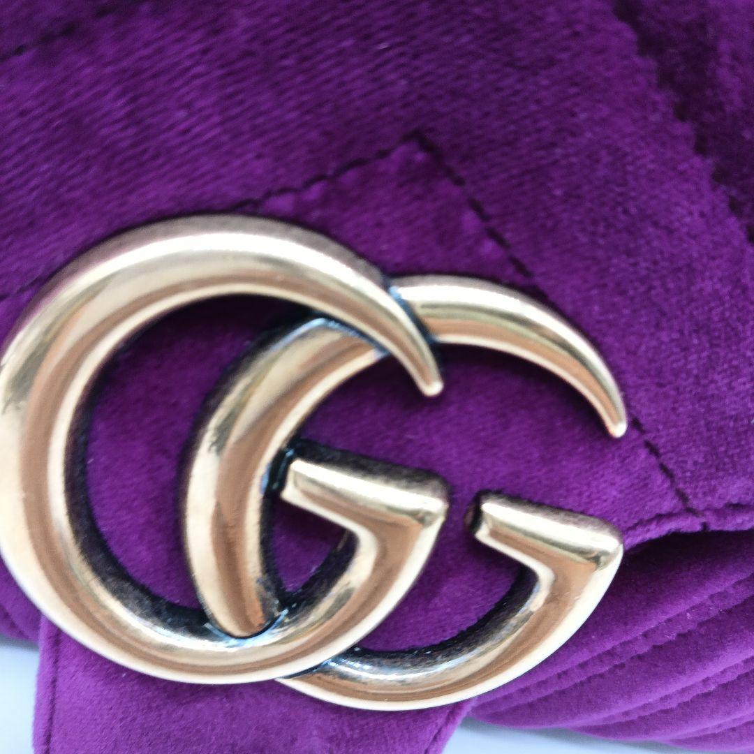 GUCCI GG キルティングベルベットショルダーバッグ