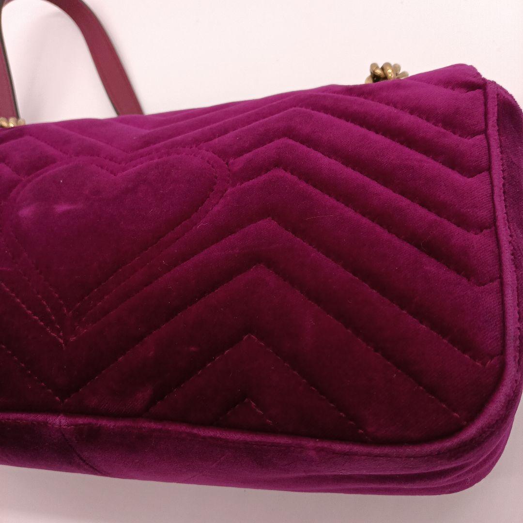GUCCI GG キルティングベルベットショルダーバッグ