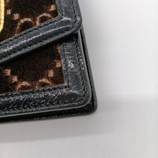 GUCCI コンパクトショルダーバッグ ベロア ブラック ブラウン