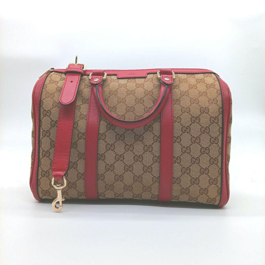 GUCCI ボストントートバッグ ベージュ/レッド