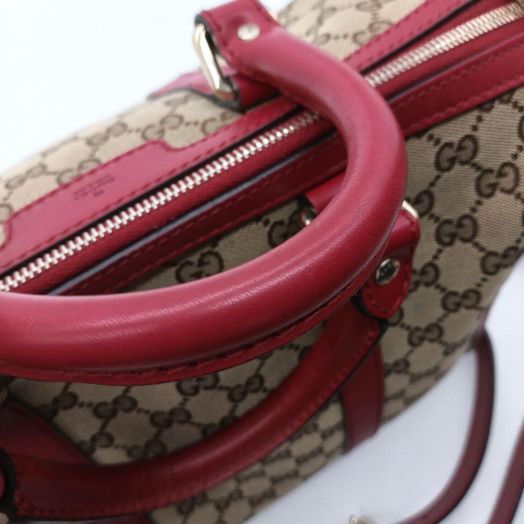 GUCCI ボストントートバッグ ベージュ/レッド