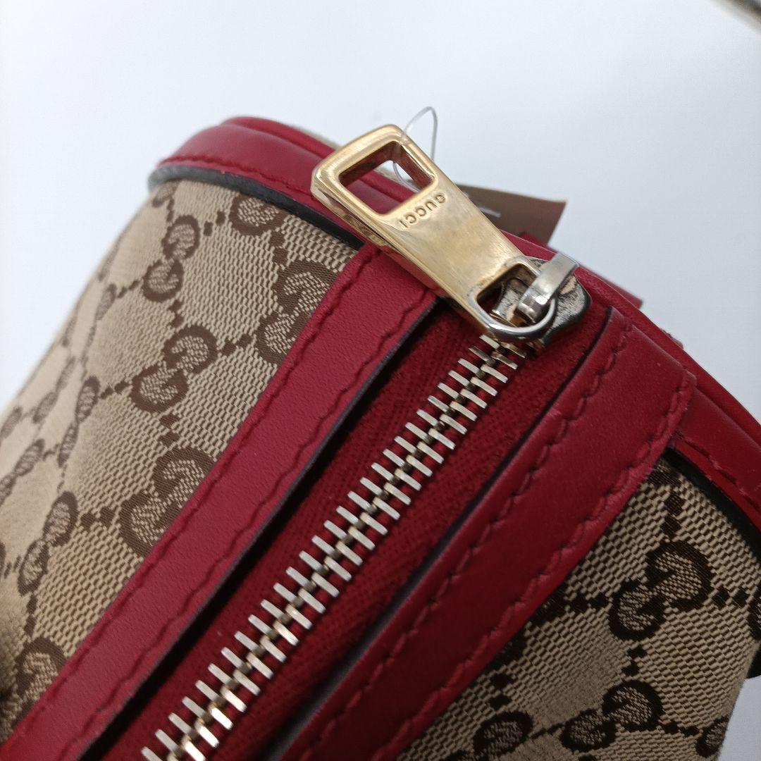 GUCCI ボストントートバッグ ベージュ/レッド