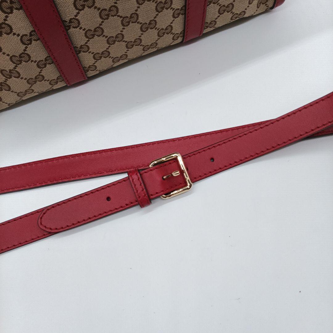 GUCCI ボストントートバッグ ベージュ/レッド