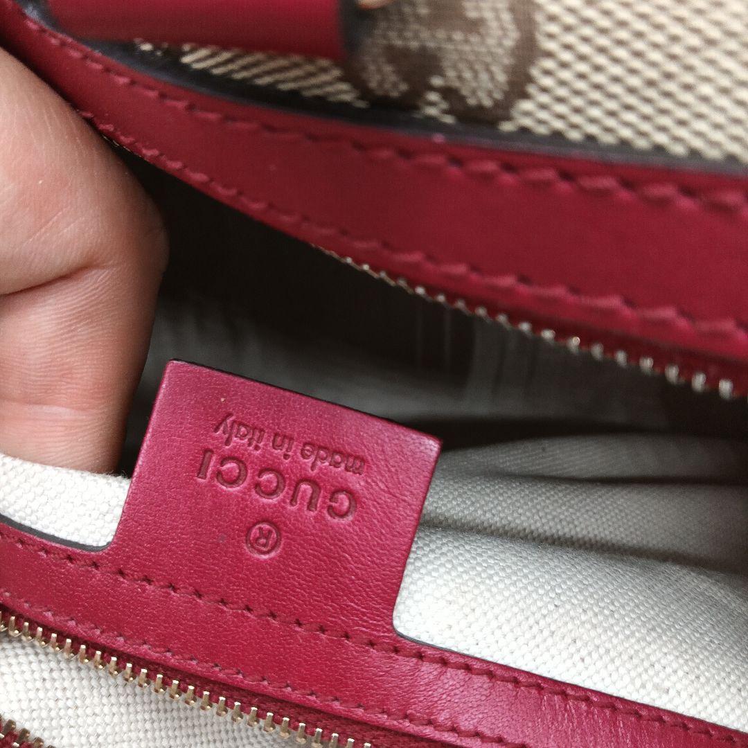 GUCCI ボストントートバッグ ベージュ/レッド