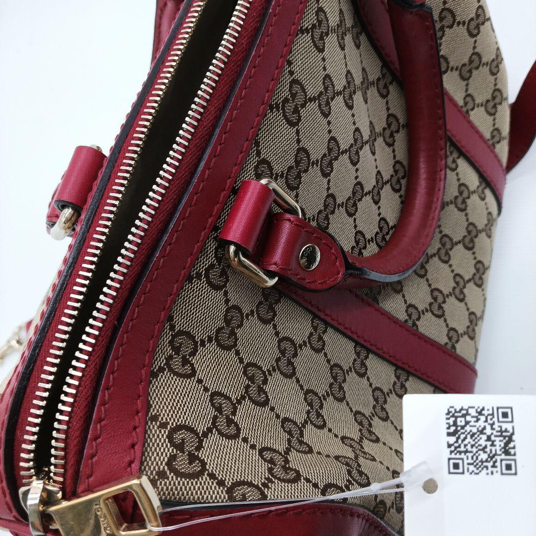 GUCCI ボストントートバッグ ベージュ/レッド