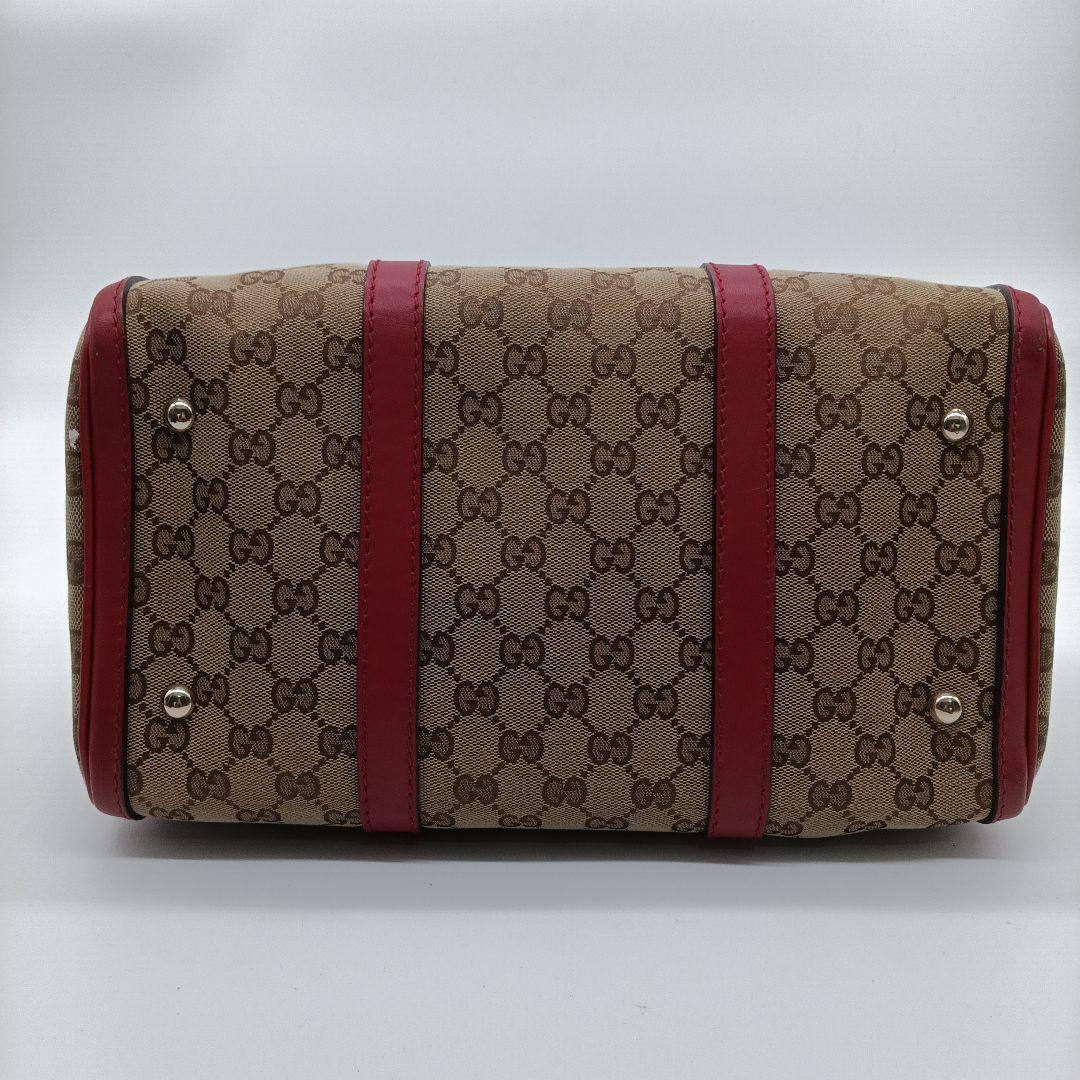 GUCCI ボストントートバッグ ベージュ/レッド