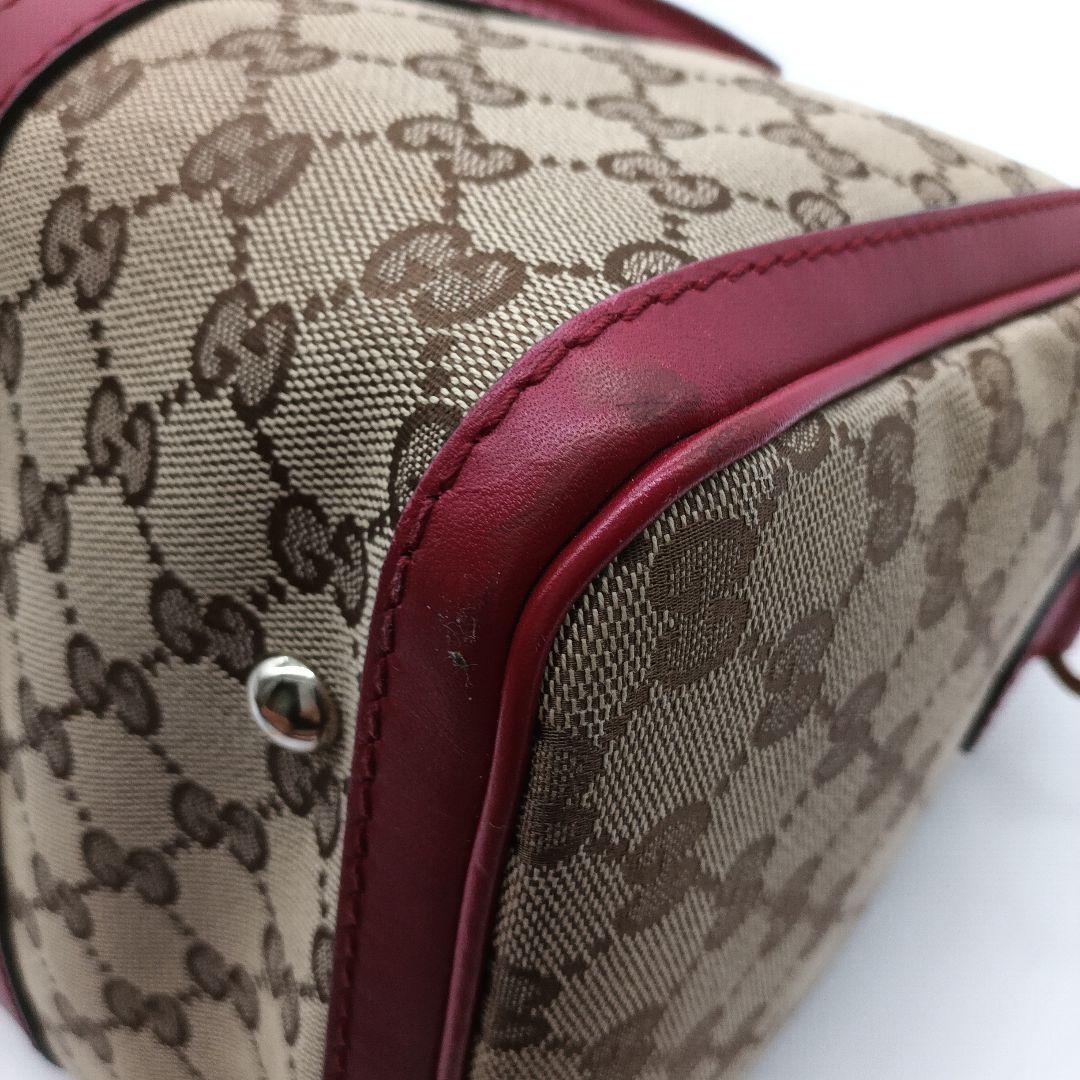 GUCCI ボストントートバッグ ベージュ/レッド
