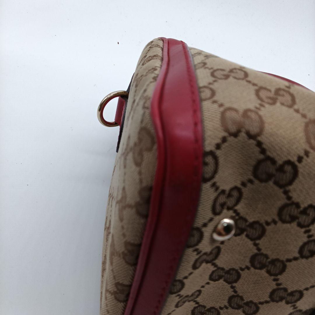 GUCCI ボストントートバッグ ベージュ/レッド
