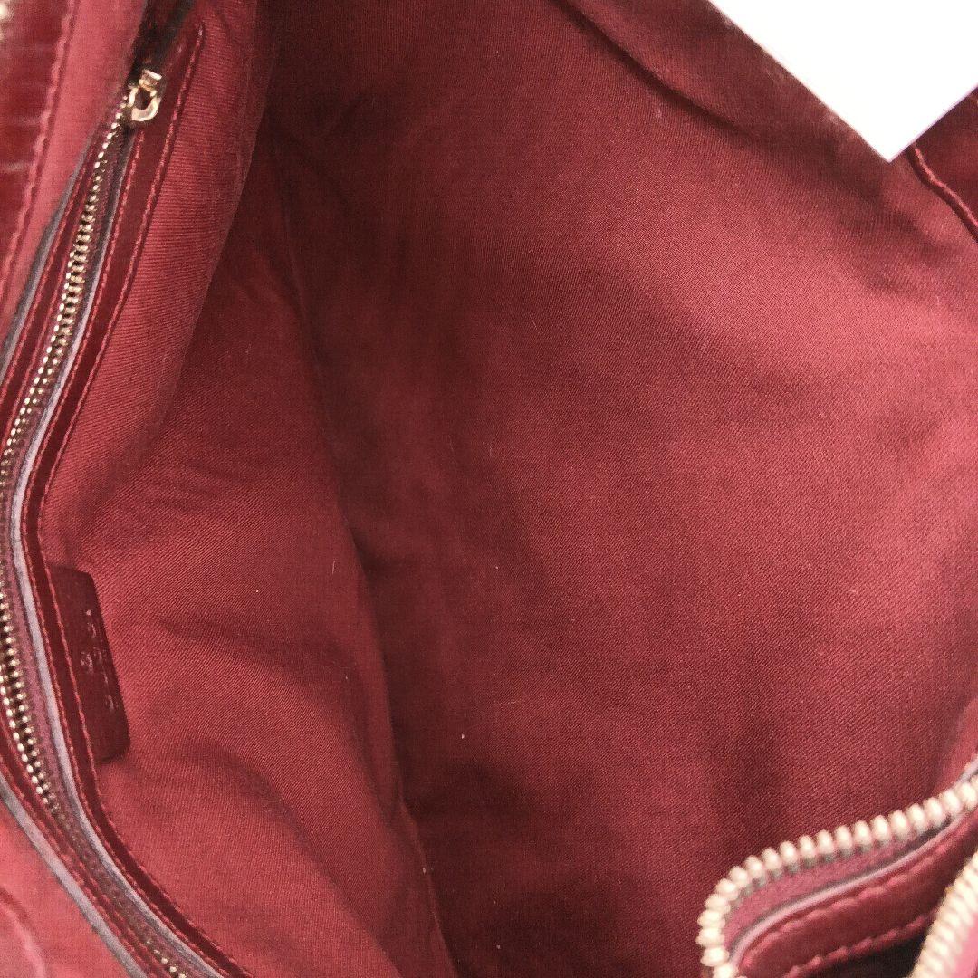 GUCCI ボルドー レザー ショルダーバッグ ゴールド金具