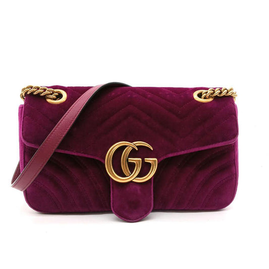 GUCCI GG キルティングベルベットショルダーバッグ
