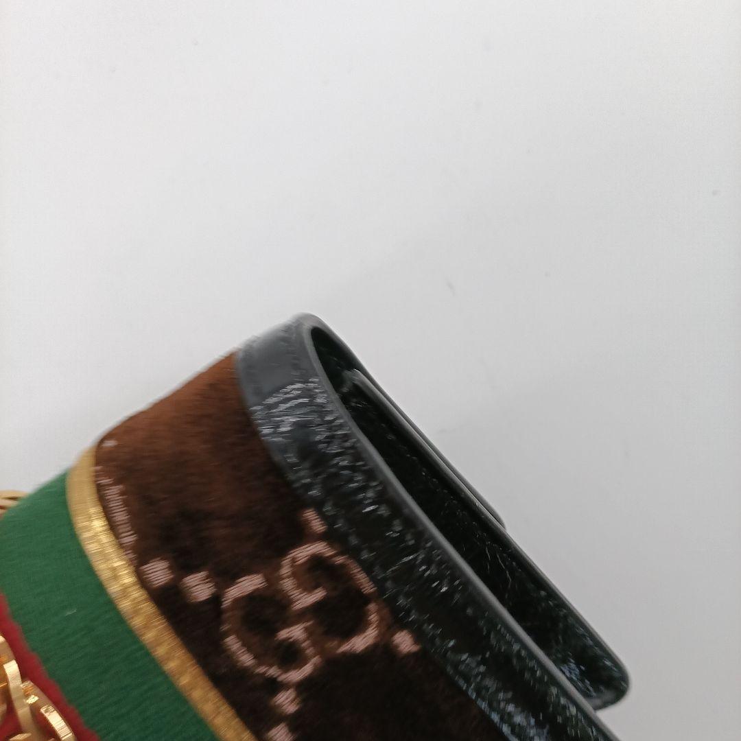 GUCCI コンパクトショルダーバッグ ベロア ブラック ブラウン