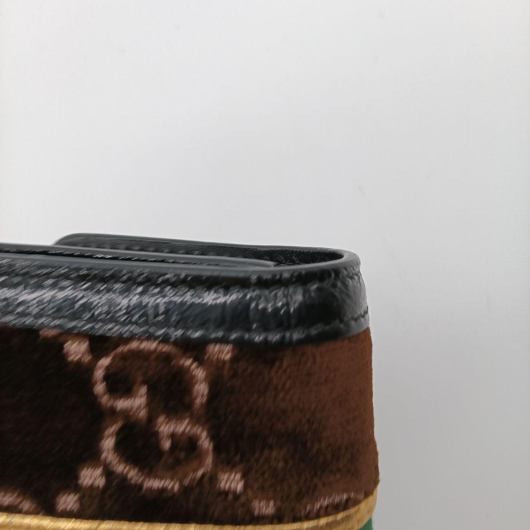 GUCCI コンパクトショルダーバッグ ベロア ブラック ブラウン