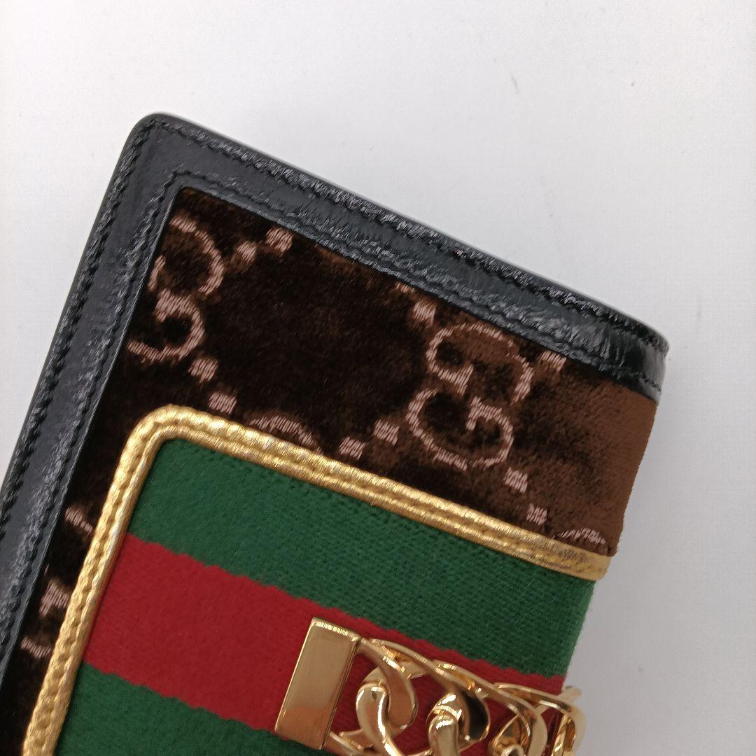 GUCCI コンパクトショルダーバッグ ベロア ブラック ブラウン