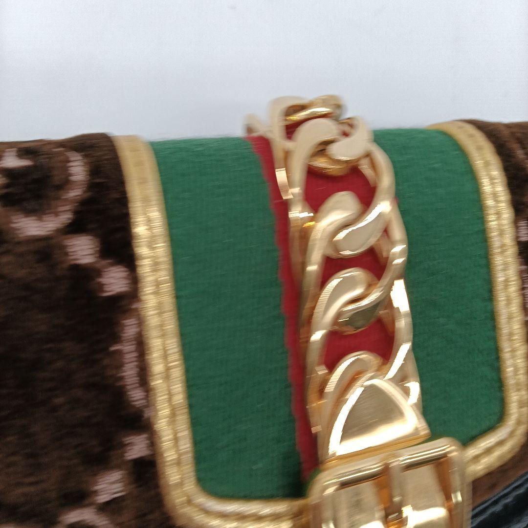 GUCCI コンパクトショルダーバッグ ベロア ブラック ブラウン