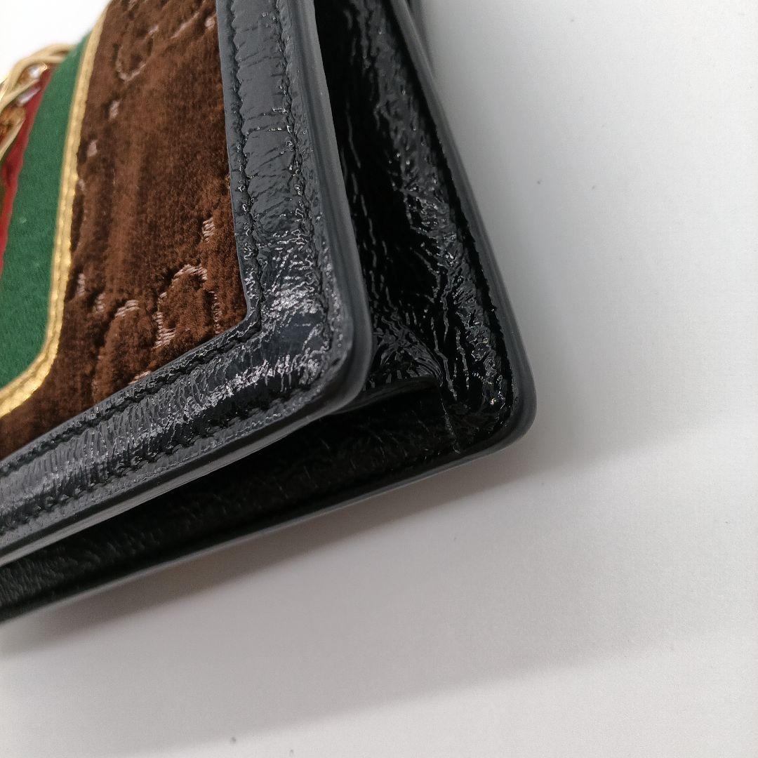 GUCCI コンパクトショルダーバッグ ベロア ブラック ブラウン