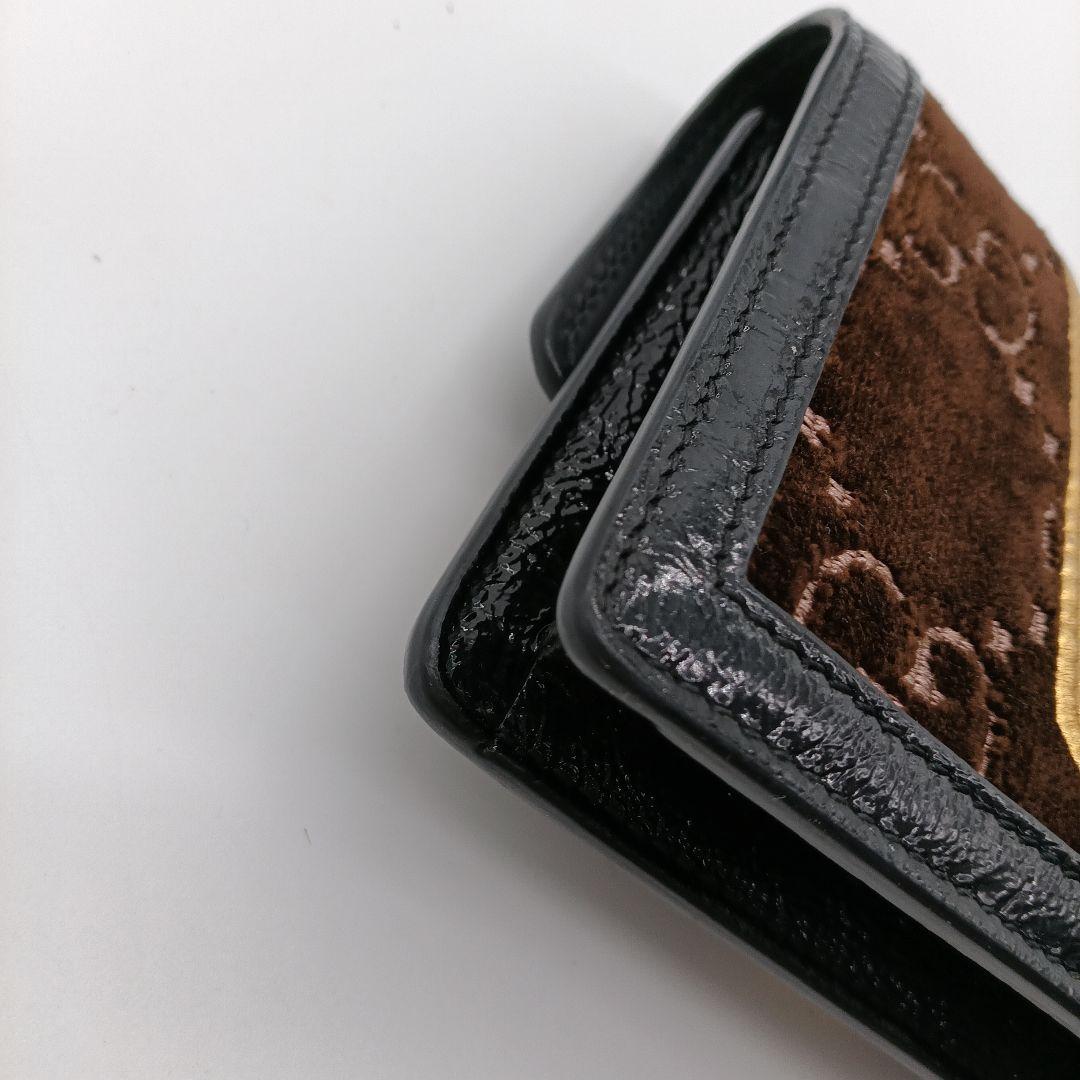 GUCCI コンパクトショルダーバッグ ベロア ブラック ブラウン