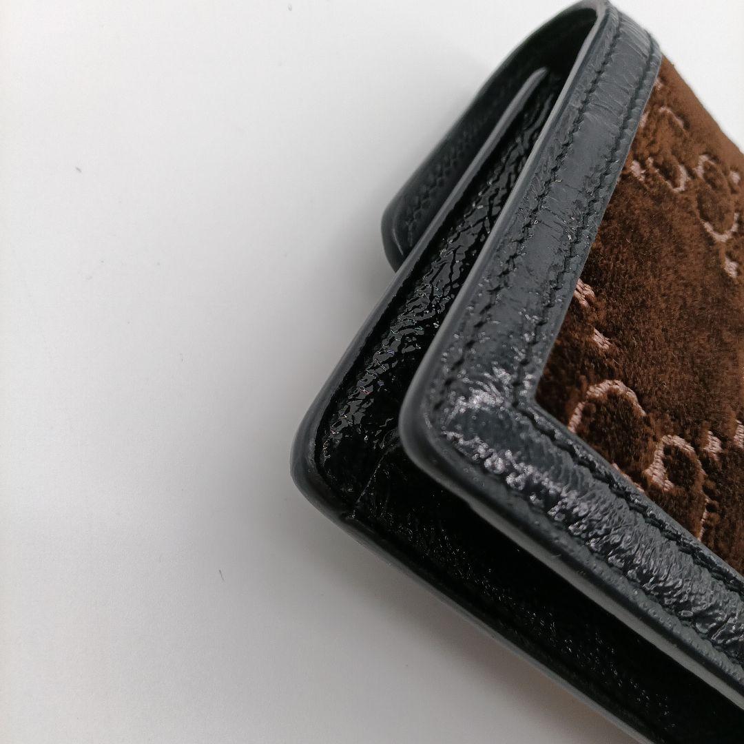 GUCCI コンパクトショルダーバッグ ベロア ブラック ブラウン